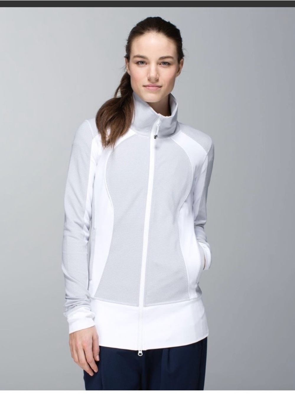 Lululemon Nice Asana Jacket
Wee Stripe White Heathered Medium Grey / White